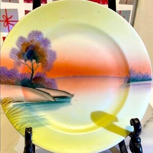 Vintage Hand painted Mieto China  Scenic Landscape Ceramic Plate